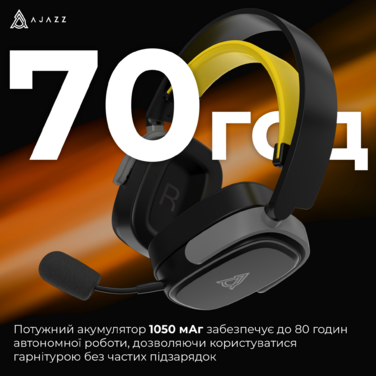 Бездротова ігрова гарнітура Ajazz AHM09 MAX Black Gray Yellow (AHM09-MAX-BGY)