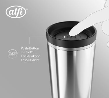 Термокружка Alfi ISO COFFEE MUG PRO: нержавіюча сталь, 0.38 л, для кави з собою, зберігає тепло 6 год, холод 12 год, BPA-free, миється в посудомийній машині