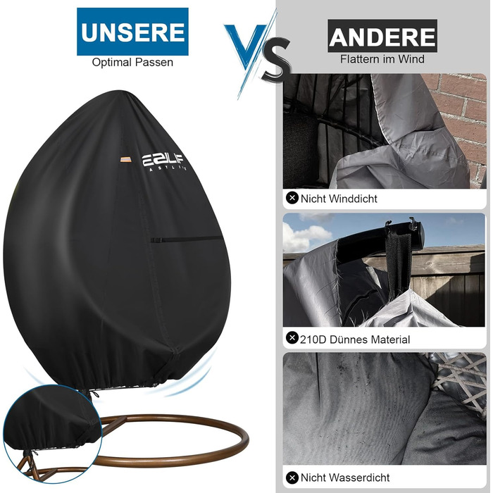 Чохол для гамака, 420D Oxford, водонепроникний, з блискавкою та шнурком, 190x115 см