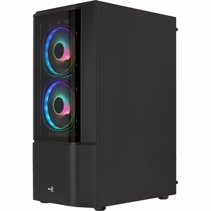 Комп'ютерний корпус ATX AeroCool Quantum v2 RGB із скляними панелями, чорний