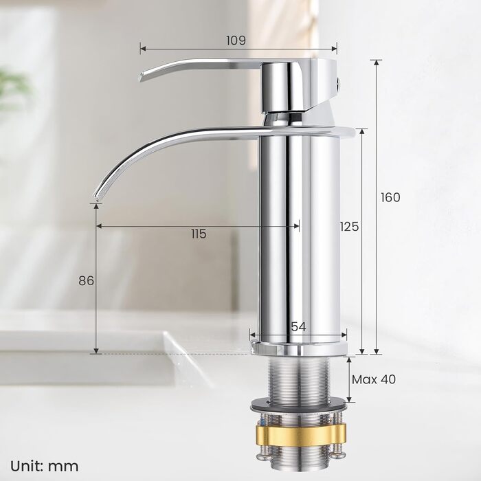 Змішувач для ванної CECIPA, нержавіюча сталь, хром, 86 мм, для мийки, у ванну кімнату