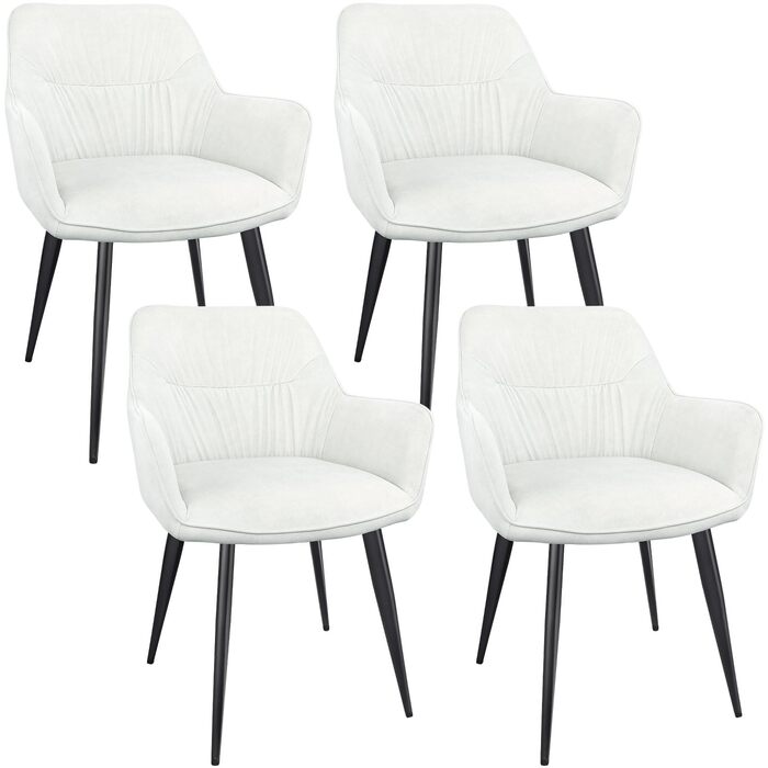 Набір обідніх крісел 6 шт. поворотні, з підлокітниками, 360°, сучасний м'який стілець з велюру, для вітальні, кухні, робочого кабінету, спальні (4, Бежевий)