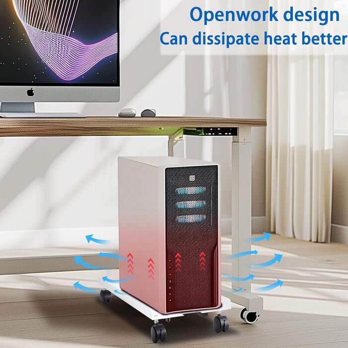 Підставка для ПК Tower, комп'ютерний стіл-візок, універсальна, з колесами, білий