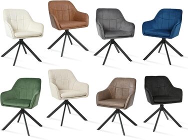 Набір з 6 обертових кухонних стільців сірого кольору з підлокітниками, з м'яким сидінням, для вітальні та кухні. Стільці з металевими ніжками, оббивка з велюру.