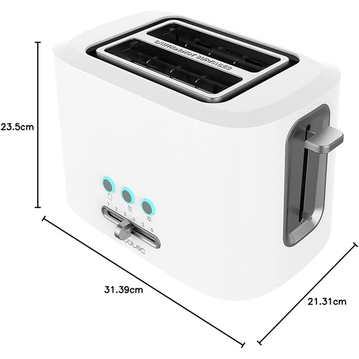 Тостер Cecotec Toast&Taste 9000 Double White з пластику, 2 широкі слоти | Тостер Cecotec Toast&Taste 10000 Extra White, 1 слот