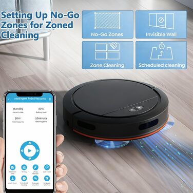 Робот-пилосос YEOOIYCW з функцією миття, 4000Pa, навігація, 150 хв роботи, керування через додаток, для шерсті тварин та килимів (білий)