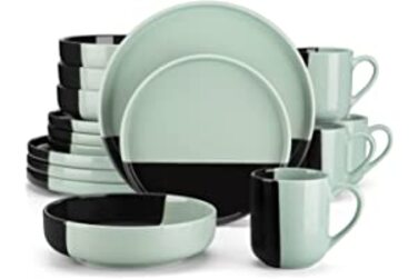 Їдальня на 4 персони, набір глиняного посуду vancasso aria з 16 предметів, набір сучасного посуду комбінований набір для сервірування