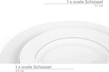 Набір посуду Konsimo Combi на 6 персон Набір тарілок AMELIA Modern 18 предметів Столовий сервіз - Сервіз та набори посуду - Комбінований обідній сервіз на 6 персон - Сімейне обслуговування - Посуд (атлас, 25 предметів)