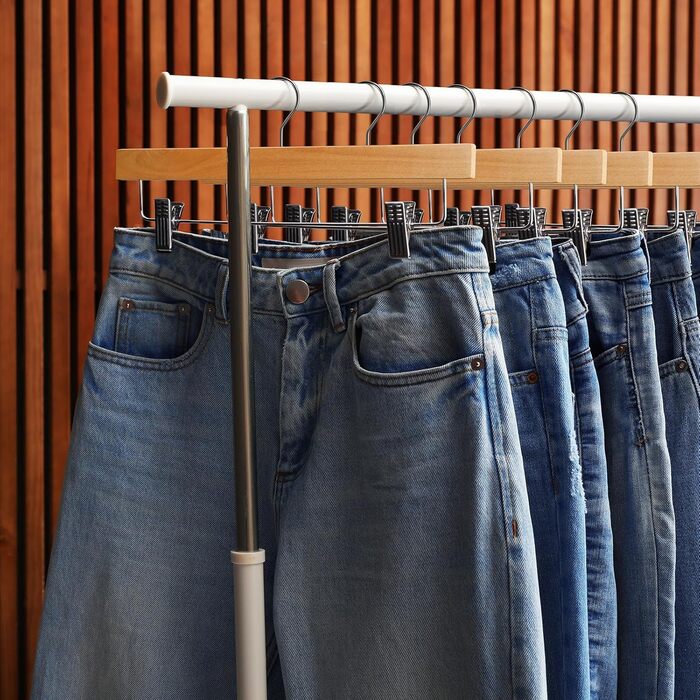 Набір дерев'яних вішалок для штанів Ulimart (24 шт.), з кліпсами, для джинсів, шортів та штанів