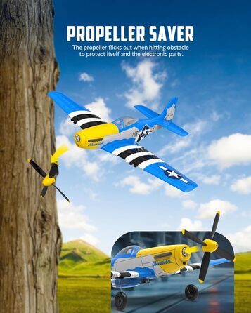 Літак на радіокеруванні VolantexRC 761-5 P51 Mustang RTF для початківців з Xpilot, 4 канали, готовий до польоту