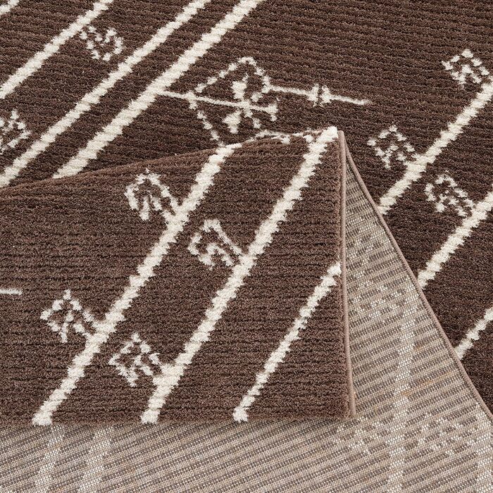 Килим пайє вітальня етно берберський візерунок - 140x200см - високий ворс м'який бохо спальня прикраса передпокою бігунок - скандинавські декоративні килими (80 x 150 см, коричневий)