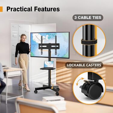 Підставка для телевізора мобільна з колесами Hemudu 23-60 дюймів, до 35 кг, VESA 400x400 мм, регульована висота