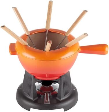 Набір для фондю Le Creuset з чавуну, 2,0 л, включає 6 виделок, кришку-розсіювач, підставка, 60020000602460 (Колір: Офенрот)