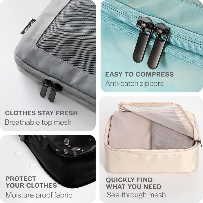 Набір компресійних органайзерів для подорожей Aerotrunk для валізи, 6 шт, світло-сірий