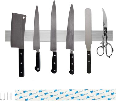 Тримач для ножів Магнітний тримач для ножів для самоклеючих або свердлільних, легкий і міцний магніт, для кухонного посуду чи інструментів. EXLECO Knife Magnetic Strip з нержавіючої сталі 40 см.