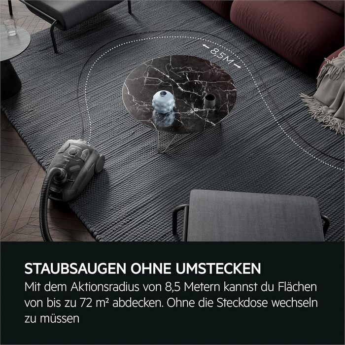 Пилсос AEG CLEAN 5000 з мішком, висока потужність всмоктування, корпус з переробленого пластику, насадка AllFloor з кріпленням, 2в1 багатофункціональна насадка, радіус дії 8,5м, миючий гігієнічний фільтр, колір блакитний