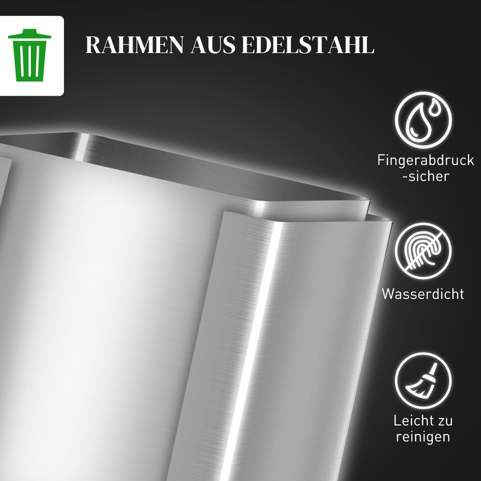 2 відра для сміття об'ємом 20 літрів, з педальним відкриванням, легко миються, з нержавіючої сталі та пластику, срібного кольору