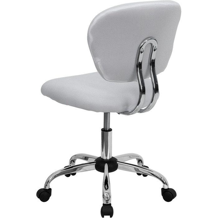 Офісне крісло Flash Furniture H-2376-F-WHT-GG, середня спинка, біла сітка, хромована основа, без підлокітників