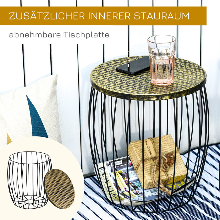 Outsunny Side Tables Набір з 3 металевих кошиків в ретро стилі натуральний+чорний 3 розміри