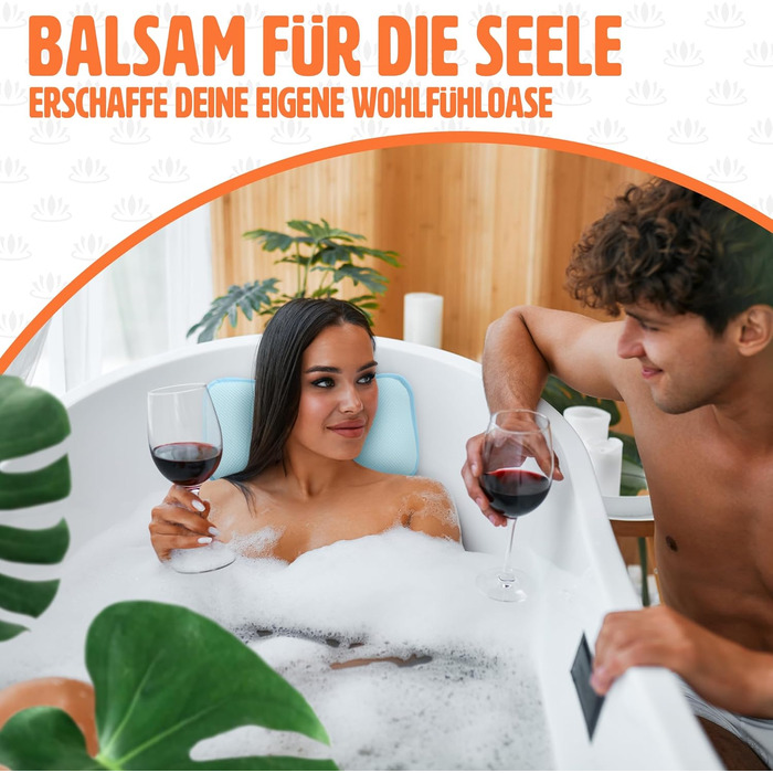 Подушка для ванни з ергономічною формою для шиї та спини - преміум якість, з 4 надміцними присосками та інтегрованим гачком (Блакитна)