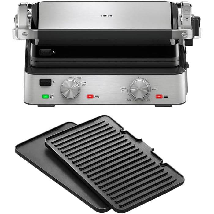 Електричний гриль Braun MultiGrill 7 CG7020: 3-в-1 (контактний гриль, барбекю, духовка), 2000W, велика поверхня (12 бургеров), плаваюча пластина, плаваюча гратильниця, миється в посудомийній машині, регулювання температури