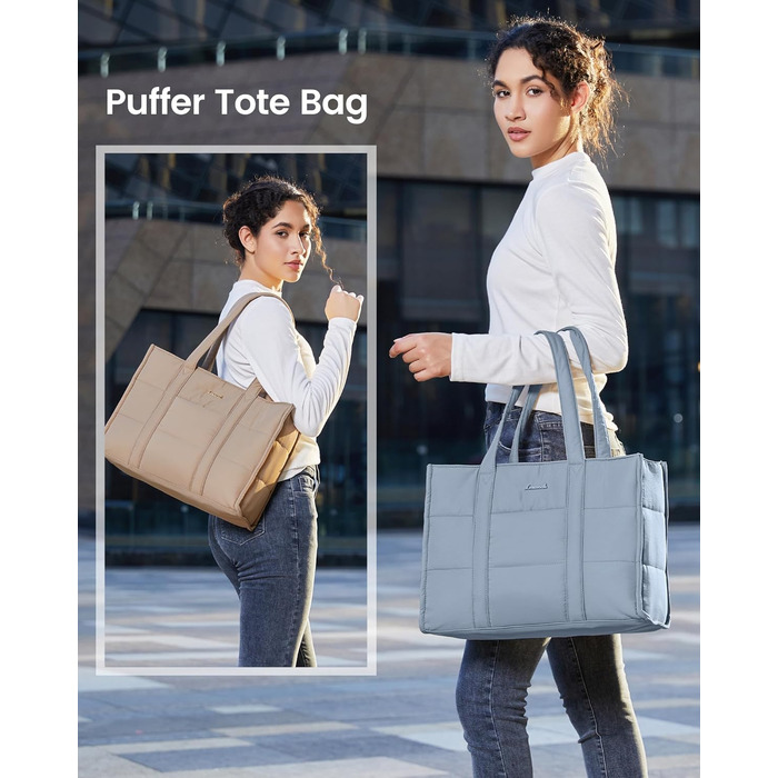 LOVEVOOK Сумка для ноутбука жіноча, велика, містка, для роботи та навчання, 15.6 дюймів, сіро-зелений (блакитний)