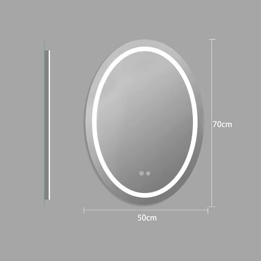 LED дзеркало для ванної кімнати 60x80 см з підсвічуванням, 3 кольори, регулювання яскравості, антизапар, сенсорне управління