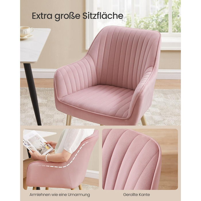 Крісло SONGMICS для обідньої кімнати/кухні, з м'яким сидінням та підлокітниками, з металевими ніжками, сіре-чорне, до 120 кг, сіт (1 шт.)