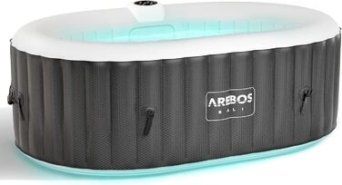 Надувний джакузі Arebos Whirlpool з LED-підсвіткою та підігрівом, 190x120 см, 90 масажних форсунок, 550 л, для 2 осіб, з кришкою