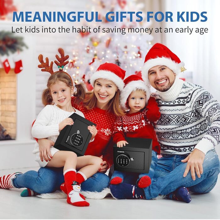 Міні-сейф WASJOYE для дому: компактний сейф з ключем та кодовим замком, 6.6L, для зберігання грошей, документів та цінностей