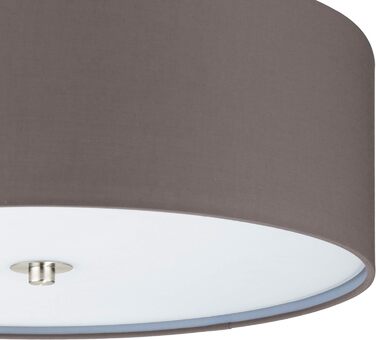 Підвісний світильник EGLO Pasteri, підвісний світильник з текстилю на 1 полум'я, підвісний світильник зі сталі та тканини, колір нікель матовий, коричневий антрацит, цоколь E27, Ø 53 см (стельовий світильник, 475 мм)