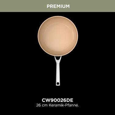 Сковорода Ninja Extended Life 26 см з керамічним покриттям, антипригарна (без ПФОА, ПФУА, свинцю або кадмію), для індукційних плит, з нержавіючою ручкою, термостійка до 285 °C, теракота & сірий, CW90026DE