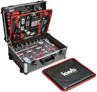 Набір інструментів kwb 175 предметів в алюмінієвому кейсі з коліщатками, замок з ключами, для майстра, дому та ремонту