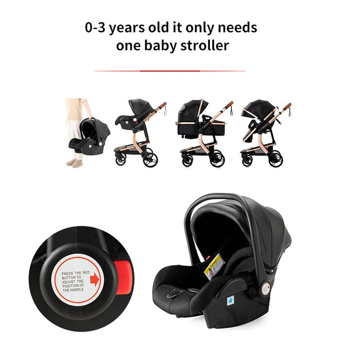 Дитяча коляска 3 в 1, Buggy з двома зворотними режимами, алюмінієва рама, комплект, складна конструкція (588 Grey)