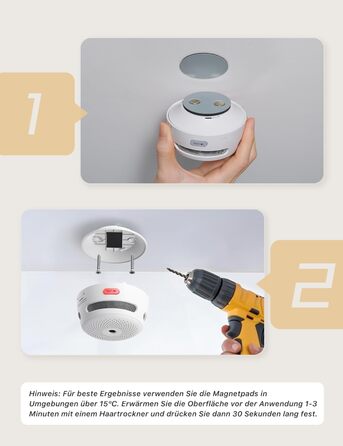 X-Sense Міні датчик диму з батареєю на 10 років та магнітним кріпленням, фотоелектричний, з кнопкою тестування/вимикання, XS01, 6 шт.