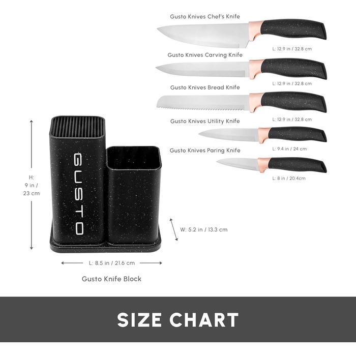 Набір ножів Karaca Gusto 12 предметів з обробною дошкою та кухонними аксесуарами, з нержавіючої сталі, ергономічні ручки, чорний колір