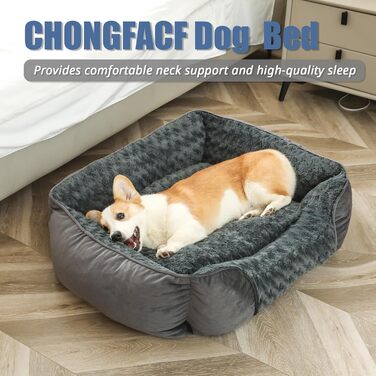 Лежак для собак CF для великих собак, рожевий оксамит, заспокійливий, проти тривоги, можна прати в машині, знімна подушка, 76x60x20 см