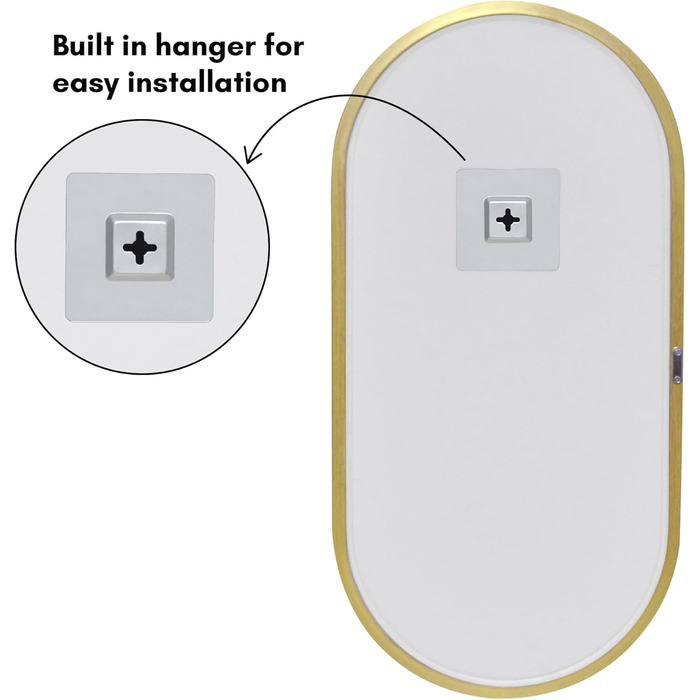 Дзеркало овальне Americanflat Spiegel Oval 30x61 см, золотий, з пластиковим каркасом для ванної, вітальні або спальні
