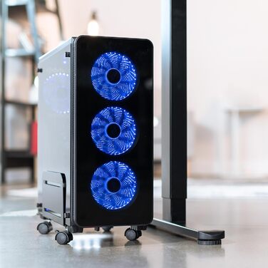 Підставка для ПК VIVO CART-PC01, чорна, регульована, на коліщатках з блокуванням, для ігрового комп'ютера, ATX-корпус