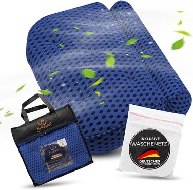 Подушка для ванни з сіткою для прання - Максимальний комфорт та розслаблення з новітньою технологією Air Mesh - Подушка для ванни з 7 міцними присосками - Підтримка шиї/голови (Темно-синій)