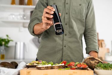 Електричні млини для солі та перцю ZWILLING Enfinigy з керамічним жорном, LED-підсвічуванням, зарядкою через USB, чорно-білі (чорний)