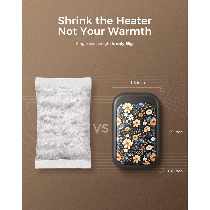 Електричні грілки для рук OCOOPA UT4 Young (Wiesenblumen), 5000mAh, 2 шт. - Компактні, Водонепроникні, Швидкий нагрів, USB