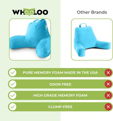 Подушка для сидіння в ліжку з підтримкою спини, великий кут нахилу для дорослих, для перегляду телевізора, підставка для ліжка, для людей з ГЕРХ, печією, відновлення, храпіння, виготовлена у США, 100% піна з пам'яті ефектом