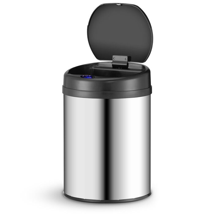 Відро для сміття Juskys з датчиком руху, 30 л, сріблястого кольору - нержавіюча сталь, з кришкою-кліпсою для пакетів