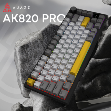 Бездротова механічна клавіатура Ajazz AK820 PRO 75% Flying Fish Switch Black RGB (AK820PRO-FF-BGY)