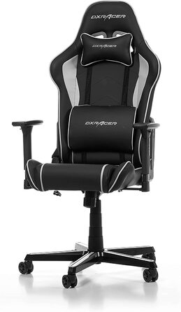 Ігрове крісло DXRacer Prince P08, штучна шкіра, чорно-сірий, до 185 см