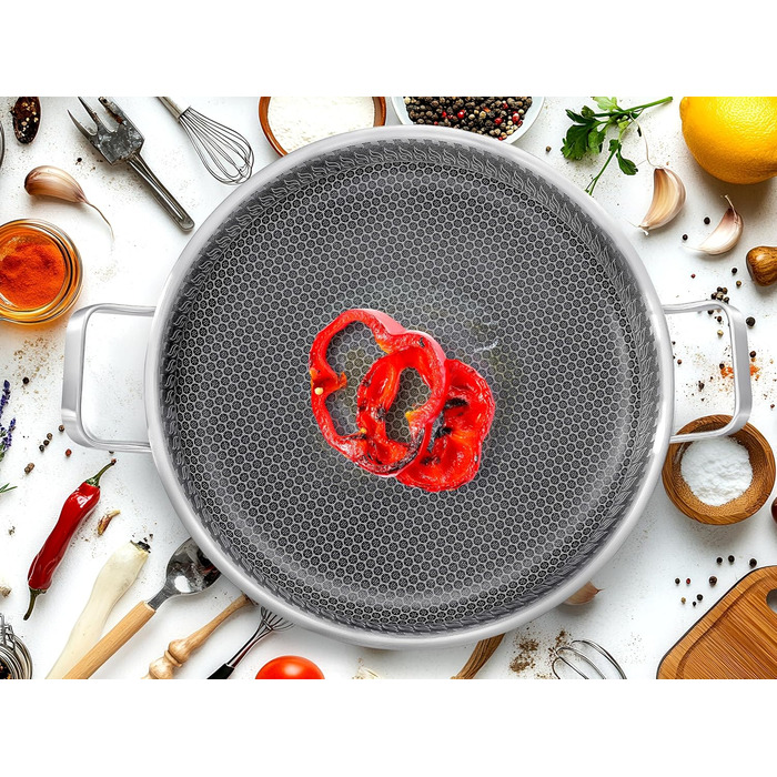 INTIGNIS® Сковорода з кришкою – 30 см (12 дюймів) – 6 л – з антипригарним покриттям | Стійка до подряпин | Глибока | Без хімікатів | Сковорода з нержавіючої сталі