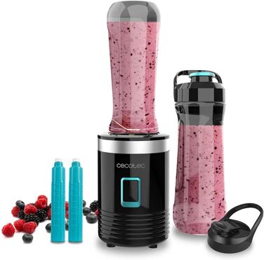 Блендер портативний Cecotec Power Titanium 300 EasyGo, 350W, з дробленням льоду, 4 леза з титановим покриттям, 2 пляшки, 2 кришки