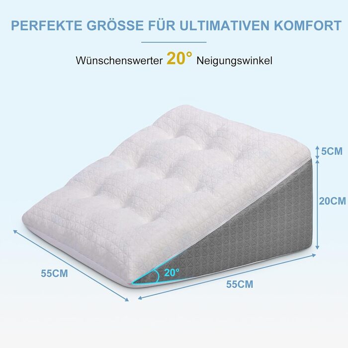 Подушка для ніг Havargo з піною з пам'яті, для підтримки ніг, знімний чохол, двошарова подушка для ніг, подушка-клинок