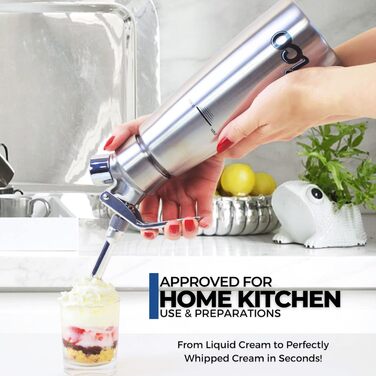 Професійний дозатор для вершків ICO 500 мл з нержавіючої сталі - сифон для капсул з вершками - пляшка Espuma для десертів